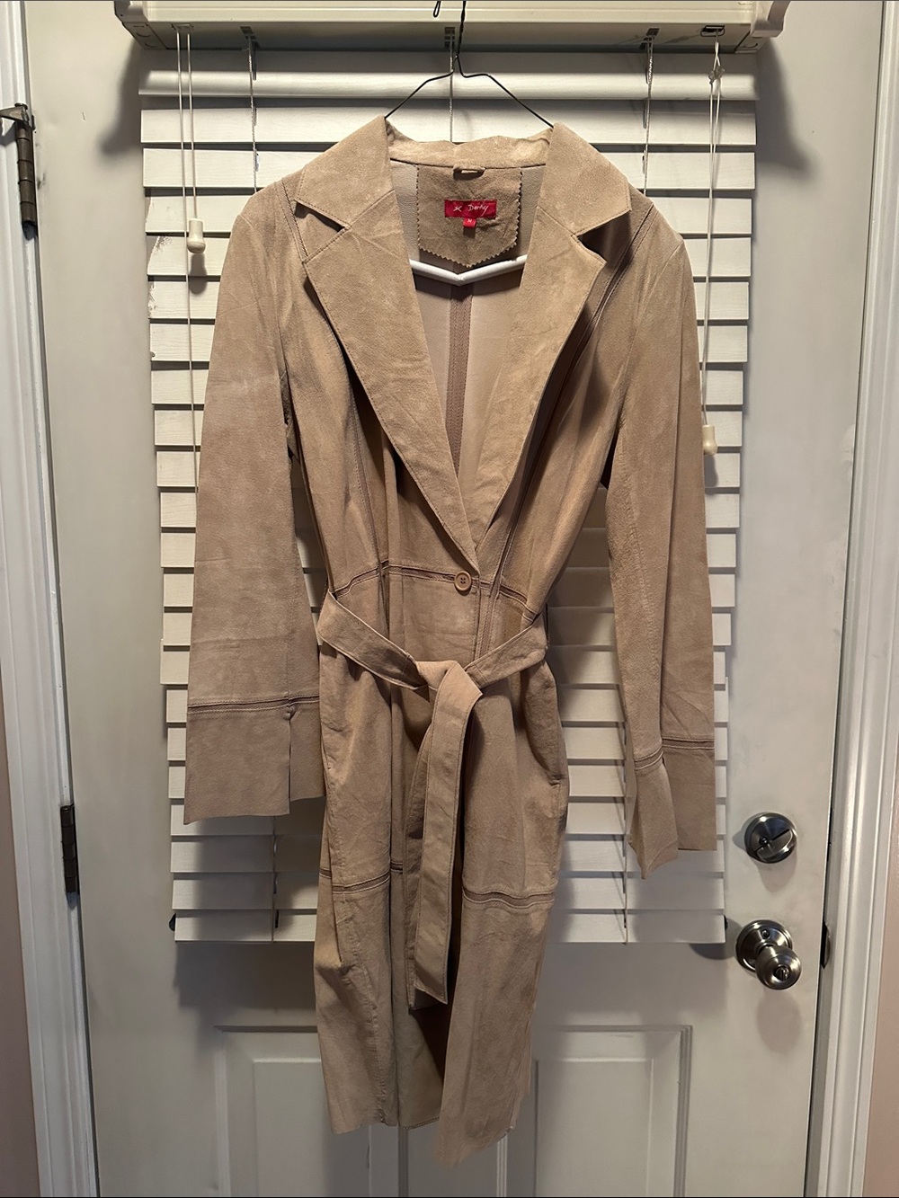 Vintage Beige 100% Suede Trench Coat with Belt